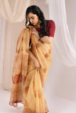 Ivory - Kota Doria Bagru Hand Block Printed Saree