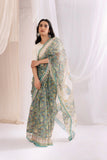 Green - Kota Doria Bagru Hand Block Printed Saree