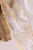 Yellow - Kota Doria Bagru Hand Block Printed Saree