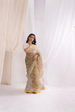 Yellow - Kota Doria Bagru Hand Block Printed Saree