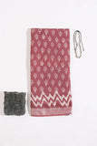 Georgia Peach Linen Hand Block Saree