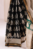 Black - Bagru Handblock Printed Maheshwari Silk Saree