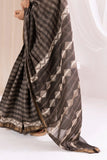 Brown - Bagru Handblock Printed Maheshwari Silk Saree