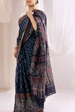 Indigo - Bagru Handblock Printed Maheshwari Silk Saree