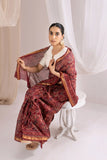 Maroon - Bagru Handblock Printed Maheshwari Silk Saree
