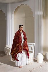 Maroon - Pure Modal Silk Bandhani Checks Pallu Dupatta with Zari Lagdi Patta