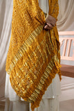 Mustard Yellow - Pure Modal Silk Bandhani Checks Pallu Dupatta with Zari Lagdi Patta