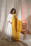 Mustard Yellow - Pure Modal Silk Bandhani Checks Pallu Dupatta with Zari Lagdi Patta