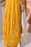 Mustard Yellow - Pure Modal Silk Lehriya Bandhani Dupatta with Zari Lagdi Patta