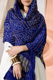 Royal Blue - Pure Modal Silk Bandhani Barbag Dupatta with Zari Lagdi Patta