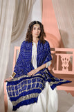 Royal Blue - Pure Modal Silk Bandhani Checks Pallu Dupatta with Zari Lagdi Patta