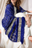 Royal Blue - Pure Modal Silk Bandhani Checks Pallu Dupatta with Zari Lagdi Patta