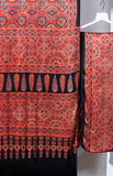 Ajrakh Hand Block Printed Modal Silk Saree - Red