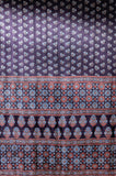 Ajrakh Hand Block Printed Modal Silk Saree - Black/Maroon