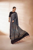 Indigo Modal Silk Ajrakh Hand Block Printed Saree