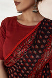 Maroon/Black Modal Silk Bagru Hand Block Printed Saree