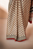 Beige/Maroon Modal Silk Bagru Hand Block Printed Saree