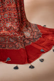 Red Modal Silk Ajrakh Hand Block Printed Saree