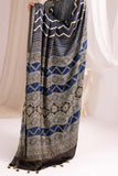 Indigo Modal Silk Ajrakh Hand Block Printed Saree