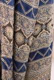Indigo Modal Silk Ajrakh Hand Block Printed Saree