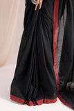 Pure Mul Cotton Handloom Contrast Color Border Saree - Black/Maroon