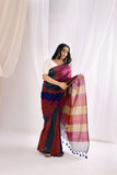 Pure Mul Cotton Handloom Contrast Color Pallu Saree - Multicolor