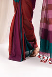 Pure Mul Cotton Handloom Contrast Color Pallu Saree - Multicolor