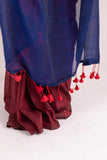 Pure Mul Cotton Handloom Contrast Color Pallu Saree - Maroon/Blue