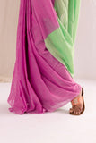 Pure Mul Cotton Handloom Contrast Color Pallu Saree - Pink/Lime Green