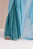 Pure Mul Cotton Handloom Contrast Color Pallu Saree - Sky Blue/Sapphire