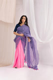Pure Mul Cotton Handloom Contrast Color Pallu Saree - Violate/Pink
