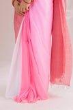 Pure Mul Cotton Handloom Contrast Color Pallu Saree - Red/Pink/White