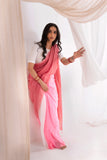 Pure Mul Cotton Handloom Contrast Color Pallu Saree - Red/Pink/White