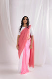 Pure Mul Cotton Handloom Contrast Color Pallu Saree - Red/Pink/White
