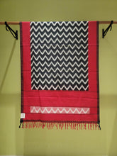 Pure Cotton Ikat Handloom Dupatta - Red/Black - Vastra Raag