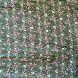 Pure Georgette Printed Fabric - Green/Purple - Floral