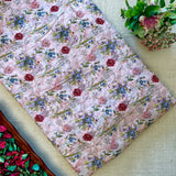 Pure Georgette Printed Fabric - Pink - Floral