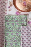 Pure Chanderi Silk Hand Block Printed 3 PC Suit - Green/Pink - Vastra Raag