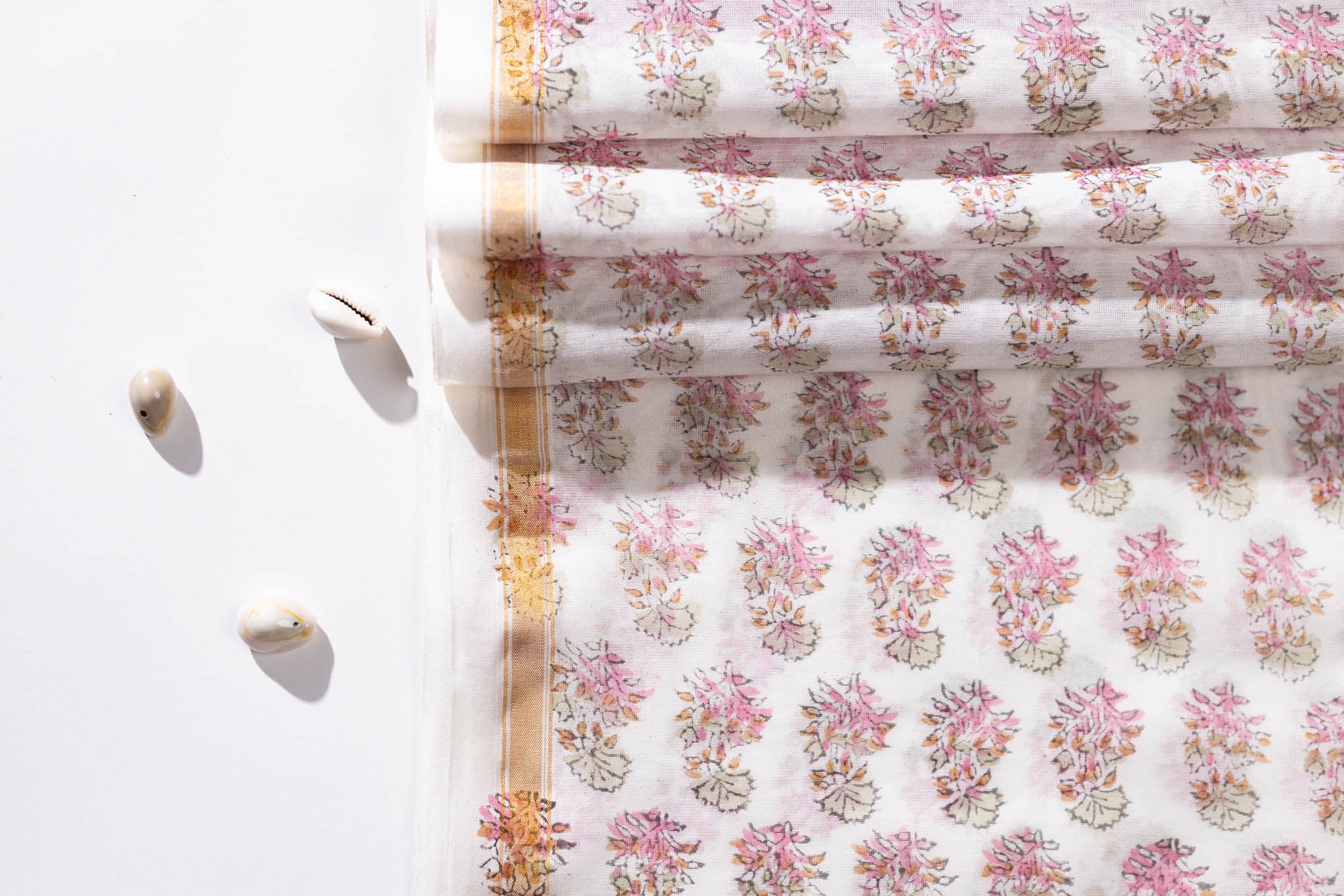 Pure Chanderi Silk Hand Block Printed 3 PC Suit - Pink/Green - Vastra Raag