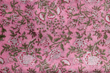 Pure Chanderi Silk Hand Block Printed 3 PC Suit - Pink/Green - Vastra Raag