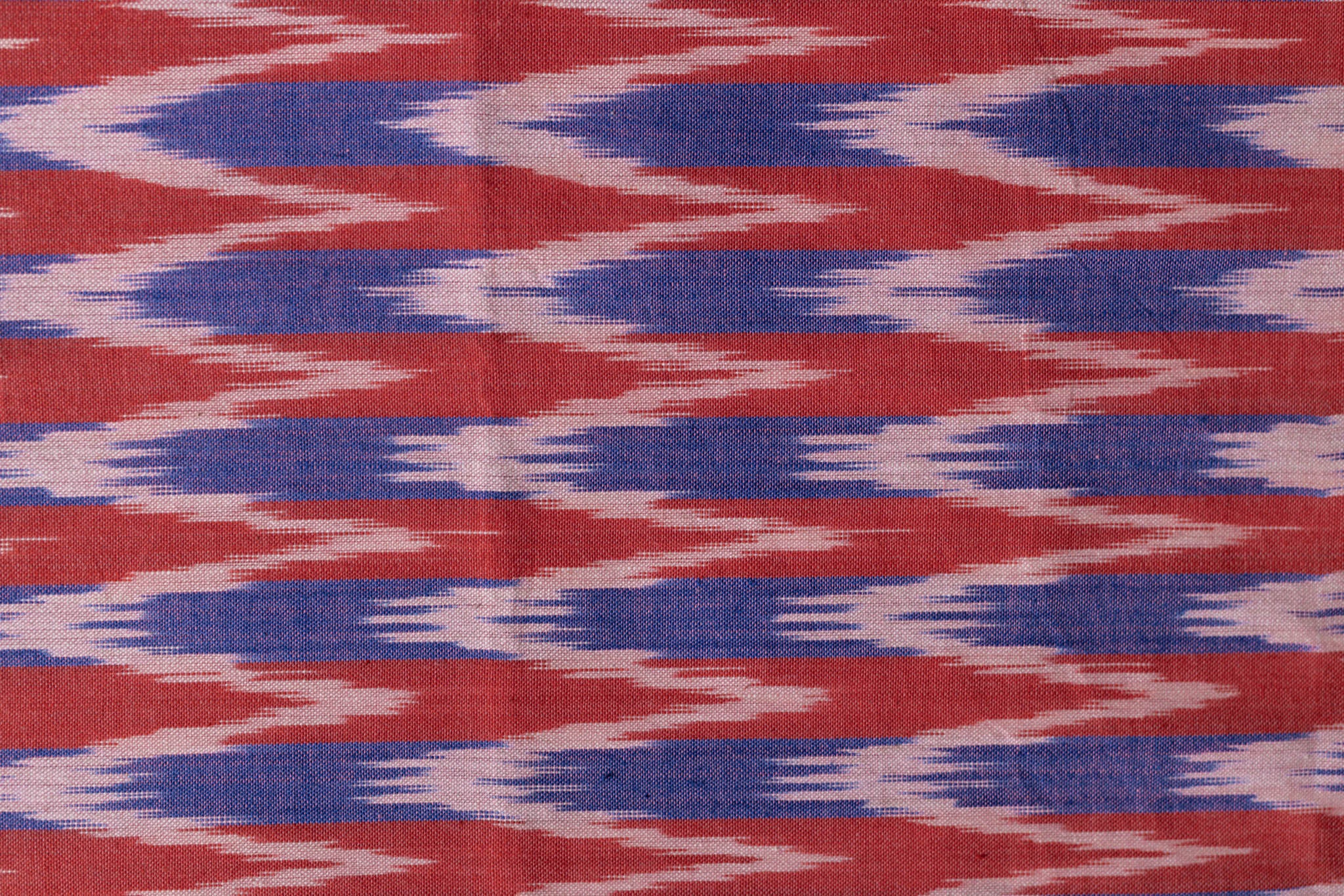 Pure Cotton Ikat Weaved 3 Piece Suit Piece - Blue/Red - Vastra Raag