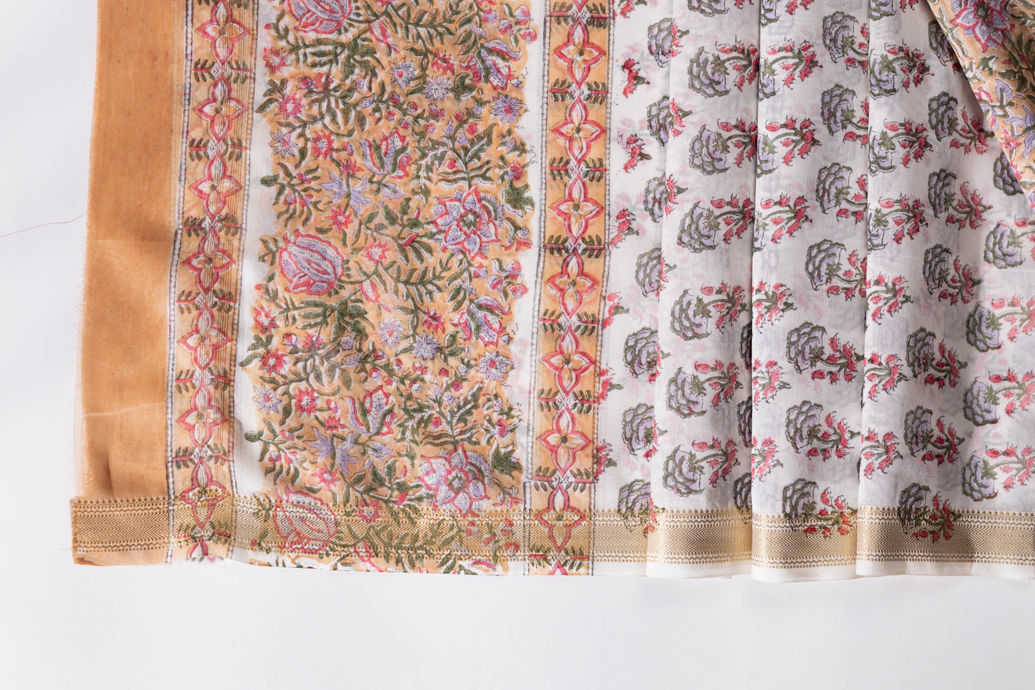 Maheshwari Silk 3 PC Suit Piece - Multicolor - Vastra Raag