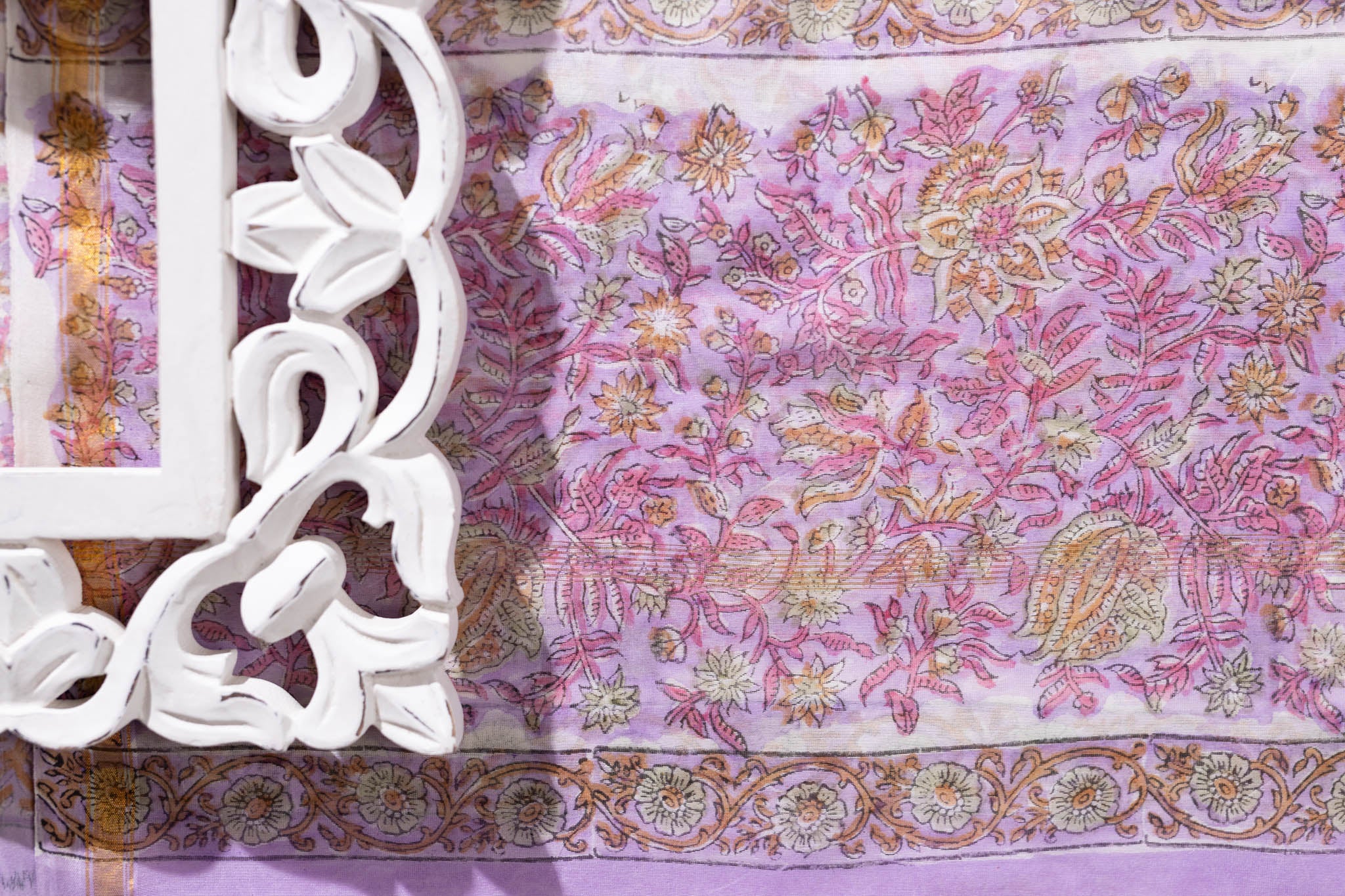 Pure Chanderi Silk Hand Block Printed 3 PC Suit - Opal Pink - Vastra Raag