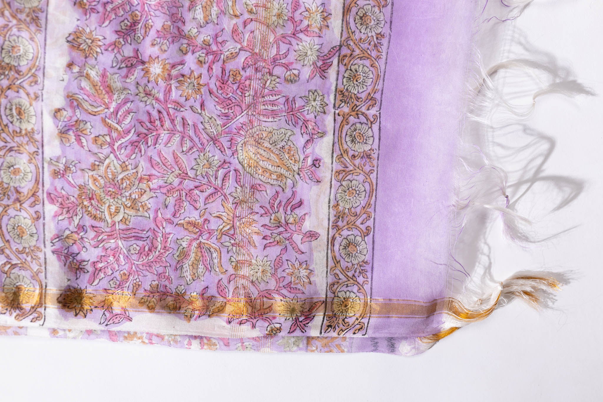 Pure Chanderi Silk Hand Block Printed 3 PC Suit - Opal Pink - Vastra Raag