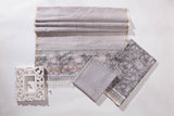 Pure Chanderi Silk Hand Block Printed 3 PC Suit - Grey - Vastra Raag