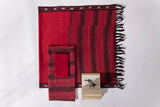 Pure Cotton Ikat Weaved 3 Piece Suit Piece - Red/Black - Vastra Raag
