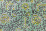 Pure Chanderi Silk Hand Block Printed 3 PC Suit - Green/Yellow - Vastra Raag
