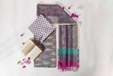Pure Cotton Ikat Weaved Hand Block Printed 3 PC Suit with Kota Doria Dupatta - Grey - Vastra Raag