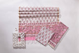 Pure Chanderi Silk Hand Block Printed 3 PC Suit - Pink/Green - Vastra Raag