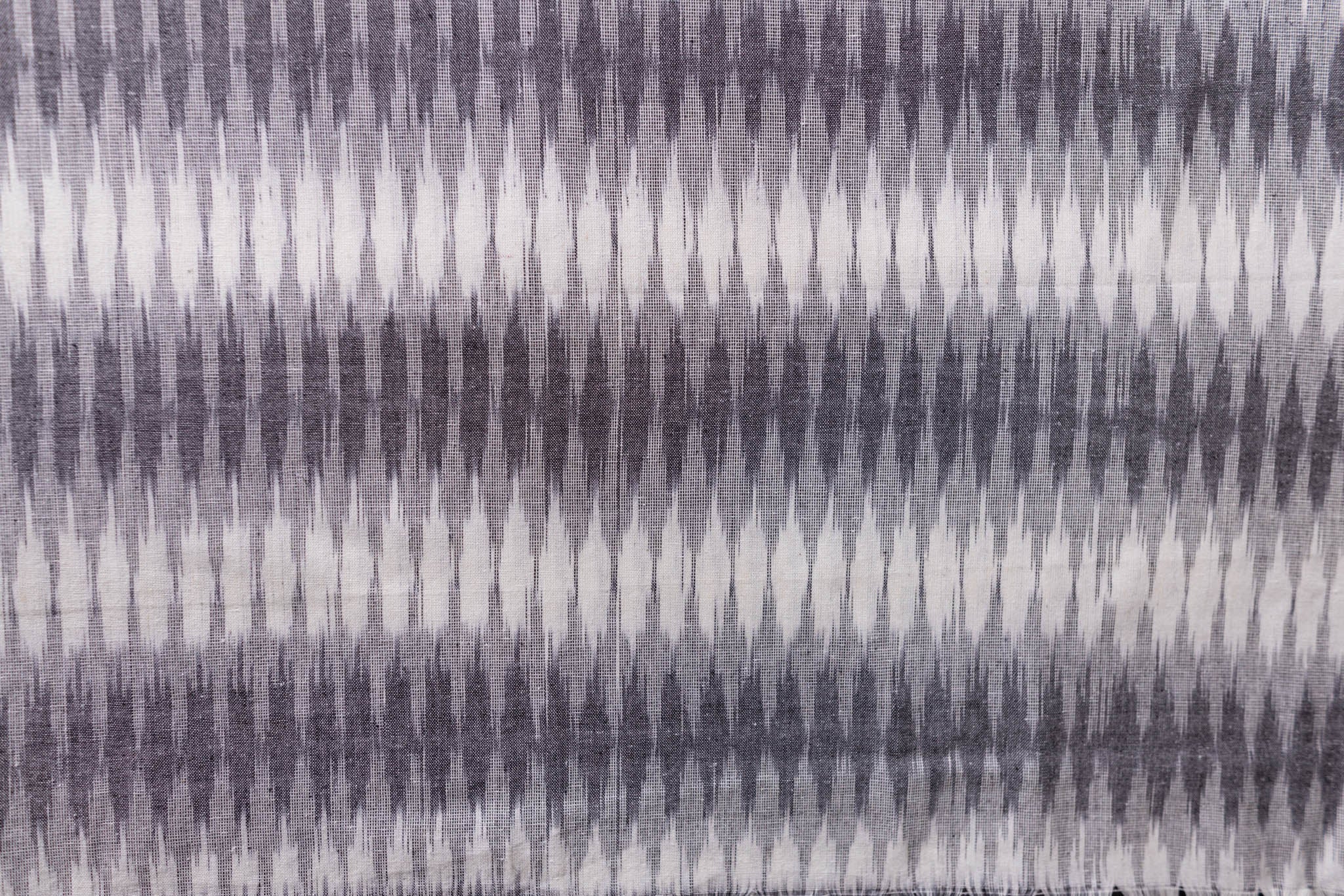 Pure Cotton Ikat Weaved 3 Piece Suit Piece - Grey/Black - Vastra Raag